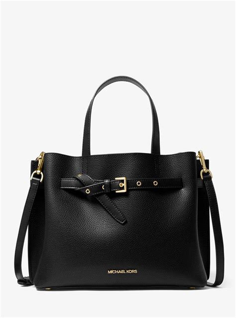 michael kors black satchel logo|Michael Kors leather satchel large.